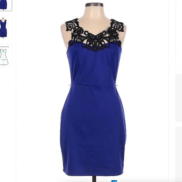 As U Wish | Dresses | As U Wish Sapphire Blue Dress With Black Lace Sz Large | Poshmark As U Wish | Dresses | As U Wish Sapphire Blue Dress With Black Lace Sz Large | Poshmark